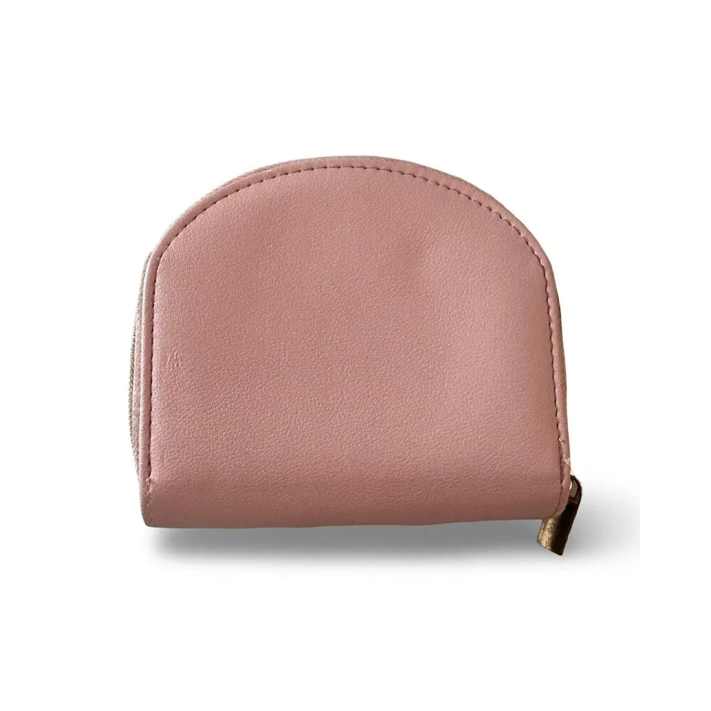 JILL STUART Blush Pink Genuine Leather Half-Moon Wallet Mini Coin Purse – Good C